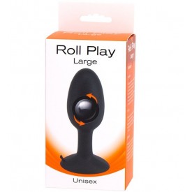 Чёрная анальная пробка со смещенным центром тяжести ROLL PLAY LARGE - 11 см.