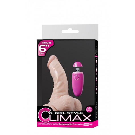 Телесный перезаряжаемый вибратор G-GIRL 6.5INCH PVC RECHARGEABLE VIBRATOR - 16,5 см.