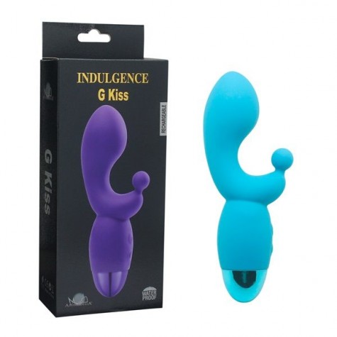 Голубой вибратор INDULGENCE Rechargeable G Kiss - 16,5 см.